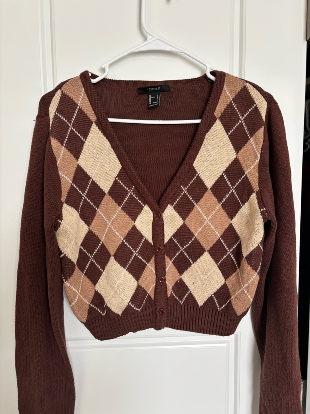 Brandy Melville Brown Plaid Cardigan